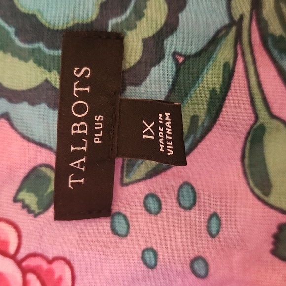 Talbots Button Front Shirt 1X Plus Floral Cotton Lightweight ASO Sweet Magnolias - Picture 3 of 9